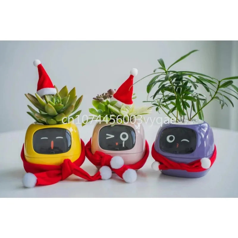 Intelligent Potted Ivy Desktop Green Plant Intelligent Cute Pet interaction Flower Pot Cartoon Expression Plant Emotions English