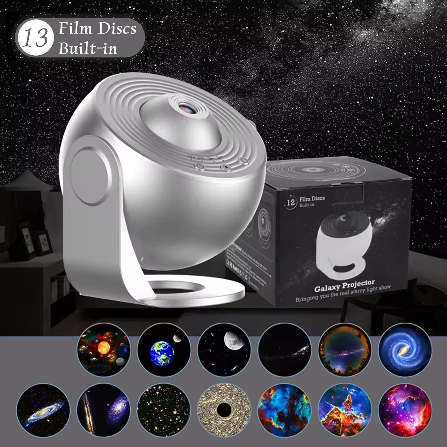 2024 LED Night Galaxy Projector Starry Sky Projector 360° Rotate Planetarium Night Lamp For Room Decorative Children Kids Gift