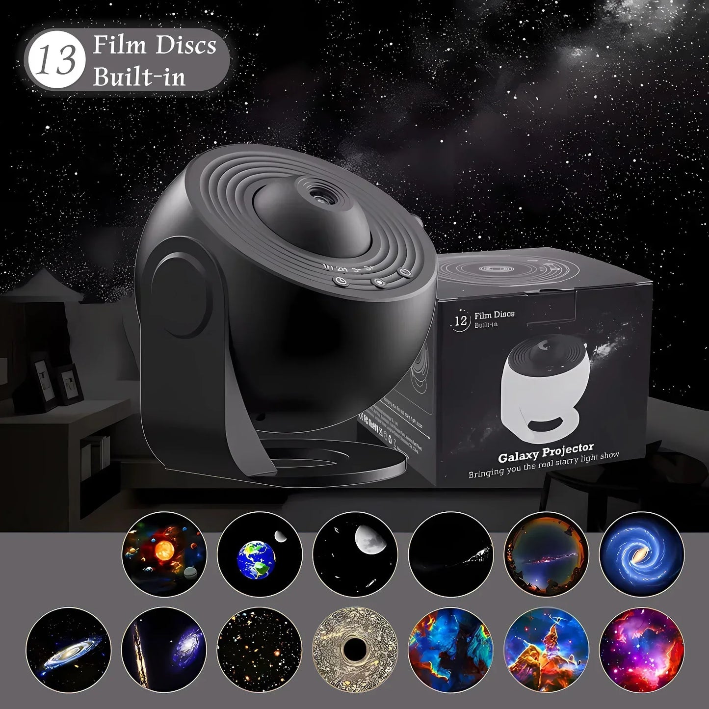 2024 LED Night Galaxy Projector Starry Sky Projector 360° Rotate Planetarium Night Lamp For Room Decorative Children Kids Gift