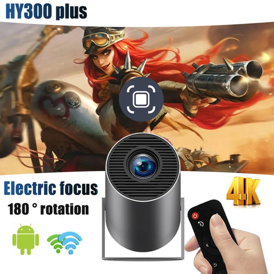 Ditong Mini projector 1080p support with 270°rotating bracket 300 ANSI 5G WiFi Bluetooth Auto Keystone Home Projector hy300 plus