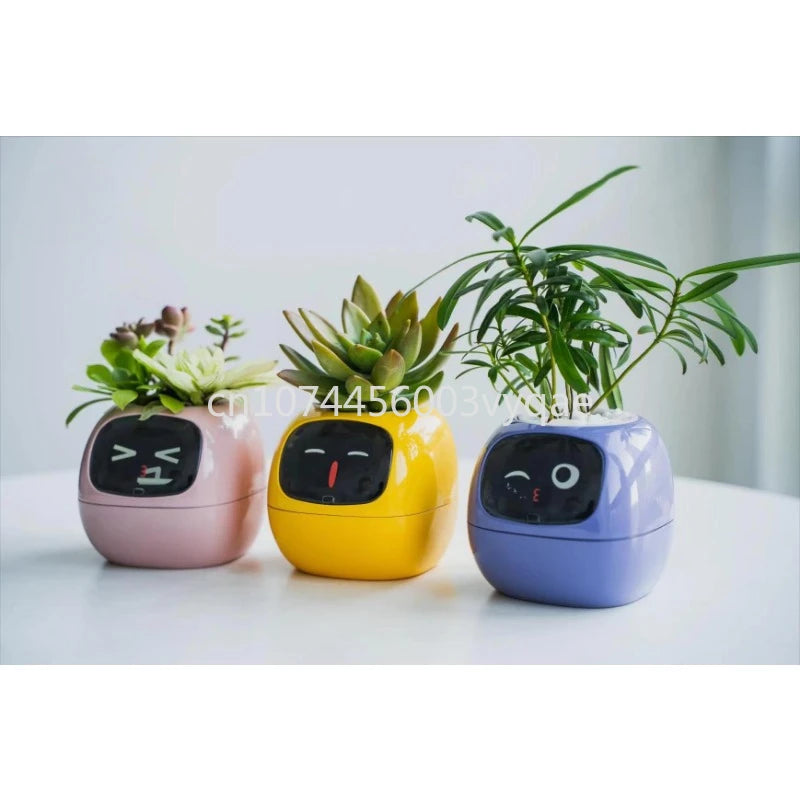 Intelligent Potted Ivy Desktop Green Plant Intelligent Cute Pet interaction Flower Pot Cartoon Expression Plant Emotions English